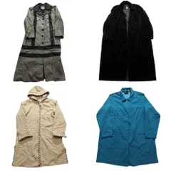 古着卸 まとめ売り コート MIX 4枚セット (レディース ) ロングコート ガウン フラップ フード 中古 古着 NC5825