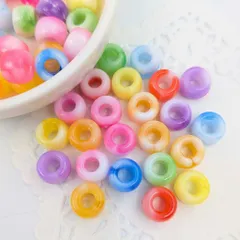 アクリルビーズ マーブル ポニービーズ 50個セット カラフル 大きい穴 約9mm B-12 カスタムキーホルダー カスタムボールペン ハンドメイド アクセサリーパーツ プラスチックビーズ ビーズクラブ