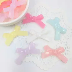 アクリルビーズ リボン型 B-13 パステルカラー 約34mm 10個セット ハンドメイド アクセサリーパーツ プラスチックビーズ ビーズクラブ