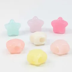 アクリルビーズ 星型 30個セット パステルカラー ぷっくり 約14mm B-15 大きめ穴 ポニービーズハンドメイド アクセサリーパーツ プラスチックビーズ ビーズクラブ