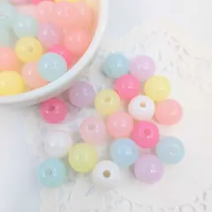 アクリルビーズ ラウンド型 50個セット パステルカラー 大 約10mm B-16 ハンドメイド アクセサリーパーツ プラスチックビーズ ビーズクラブ