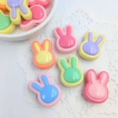 アクリルビーズ ウサギ型 10個セット カラフル 約24mm B-19 ハンドメイド アクセサリーパーツ プラスチックビーズ ビーズクラブ