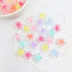 アクリルビーズ 花型 50個セット ミックスカラー 約12mm B-21 フラワー ハンドメイド アクセサリーパーツ プラスチックビーズ ビーズクラブ