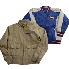 古着卸 まとめ売り ブルゾン型 レザー ジャケット 2枚セット (メンズ ) バイカラー シングル ベージュ ライダース 中古 古着 NC6057