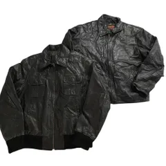 古着卸 まとめ売り レザー スイングトップ ジャケット 2枚セット (メンズ ) マルチポケット ブラック ライダース 中古 古着 NC6044