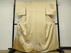 平和屋着物●訪問着　扇面草花文　暈し染め　金彩　鈴乃屋扱い　正絹　逸品　CABA1653ut