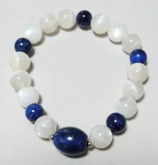 【限定1本】ラピスラズリ各種×縞模様入りムーンストーンブレスレット