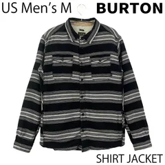 【USED／USメンズM】BURTON ランチコート シャツジャケット ブラック／ホワイト