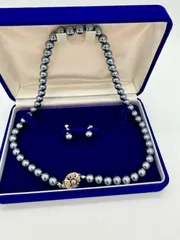【上品✨】ダークパール ネックレス＆イヤリング 2点セット グレー系 フォーマル 冠婚葬祭 結婚式 卒業式 入学式 アクセサリー
