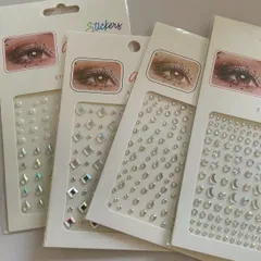 顔 シール 4枚 ラインストーン シール フェイスシール キラキラ 顔に貼るシール ダンス ラインストーン 3Dシール デコシール 貼るピアス メイクシール デコパーツ 星 ハート