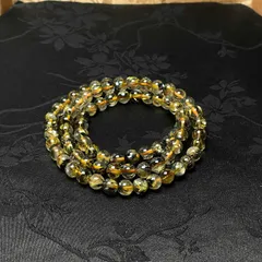 上級 EU製★太陽花タイチンルチル★黄金針水晶 金運 開運 ゴールド 3重巻きブレス パワーストーン 6.3-6.8mm ZB9672