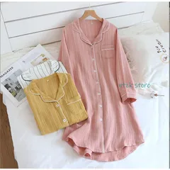 パジャマ レディース 何も着ないよりも涼しい ネグリジェ ダブルガーゼ 長袖 かぶりタイプ ワンピース 春 夏 秋 綿100% 母の日 ギフト プレ