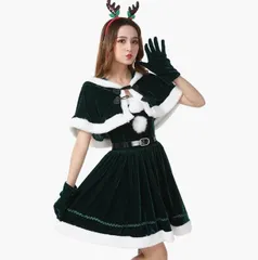 サンタコスプレ レディース トナカイ コスプレ 仮装 かわいい クリスマス コスチューム セクシー サンタクロース 5点セット ワンピース トナカイカチューシャ ハロウィン パーティー イベント 学園祭 文化祭 宴会
