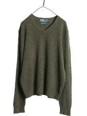 【お得なクーポン配布中!】 90s ポロ ラルフローレン Vネック ニット セーター メンズ L / オールド ラム ウール ハイゲージ ワンポイント シンプル きれいめ トップス