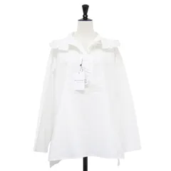 【新品】MACPHEE マカフィー シャツ ホワイト 白 サイズ:36(9号) | 25春夏 コットン タイプライター プルオーバー シャツ / ブラウス | 長袖 ビッグカラー フリル | トップス | 日本製【レディース】