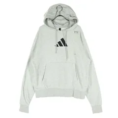 adidas アディダス ロゴプリント 長袖 パーカー L グレー メンズ 古着