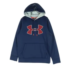 UNDER ARMOUR アンダーアーマー 裏起毛 ロゴプリント 長袖 パーカー SM ネイビー メンズ 古着