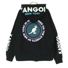 KANGOL カンゴール 裏起毛 バックプリント 長袖 パーカー S ブラック メンズ 古着