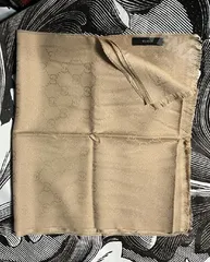 GUCCI グッチ ウール 毛 ストール  マフラー 美品 ユニセックス 男女兼用 172X48cm  made in ITALY イタリア製 サンド ベージュ GG 総柄