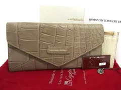 ■極上■本物■新品■未使用■ LEATHER JEWELS レザージュエルズ クロコダイル 二つ折り 長財布 ウォレット グレージュ系 BH1390のサムネイル