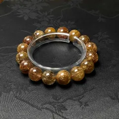 絶賛 EU製★銅髪ルチルクォーツ★ブレスレット パワーストーン 天然石 綺麗 金運 お守り プレゼント1 13.8-14.2mm  ZB9697