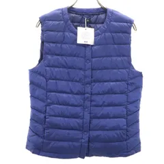 美品 UNIQLO ユニクロ ウルトラライト コンパクト ダウンベスト L ネイビー 収納袋付き レディース 古着
