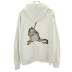 FRUIT OF THE LOOM フルーツオブザルーム 80s USA製 ヴィンテージ バックプリント クリバンキャット 長袖 スウェットパーカー L グレー メンズ 古着