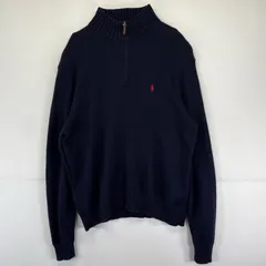 古着 90's/90年代 ポロバイラルフローレン Polo by Ralph Lauren ニット タートルネック 大きいサイズ ハーフジップ セーター 2XL  ネイビー メンズ