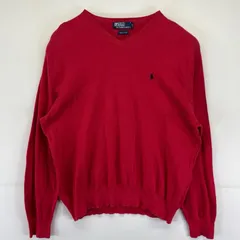 古着 90's/90年代 ポロバイラルフローレン Polo by Ralph Lauren ニット Vネック ワンポイントロゴ 大きいサイズ セーター 2XL  レッド メンズ