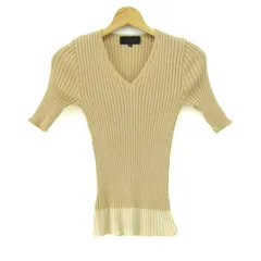 アンタイトル ニット トップス 半袖 Vネック リブ セーター レディース 9サイズ ベージュ UNTITLED 【中古】