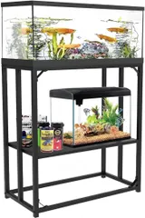 Jumei 水槽台 水槽スタンド 魚の水槽台 アクアリウムスタンド 水槽用台 幅63x奥行33x高さ76.5cm 水槽棚 耐荷重 300kg 水槽収納台 全金属素材 ラック 水槽設置台 (ブラック)のサムネイル