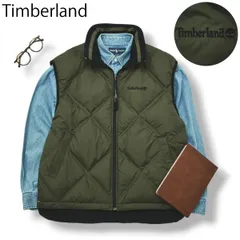 【リバーシブル】 90s ティンバーランド ジップアップ ダウン ベスト 緑 黒