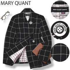 【上品】 マリークワント テーラードジャケット M チェック柄 黒 白 ♪