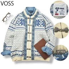 70s80s ノルウェー製 VOSS ルディック ニット カーディガン M 