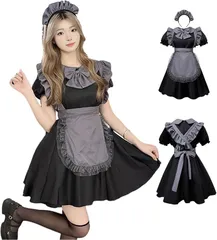 R-Dream 洋館 メイド コスプレ ゴースト ゾンビ コスチューム 衣装 グレー ハロウィン 仮装 大人 レディース 可愛い ゴシック ホラー お化け キョンシー ドレス ゴスロリ (Sサイズ)