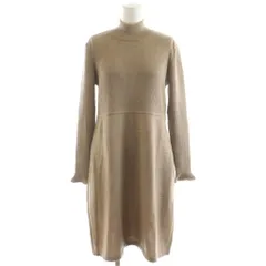 フォクシー ブティック FOXEY BOUTIQUE ニットワンピース ミモレ ロング 長袖 ハイネック リブ ウール 40 ベージュ 9028-AN9836 /AN29のサムネイル
