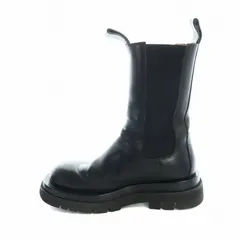 ボッテガヴェネタ BOTTEGA VENETA ラグ チェルシーブーツ ショート レザー ロゴ サイドゴア 38 25cm 黒 ブラック 592045VIFH01000 ■GY18 /MQ