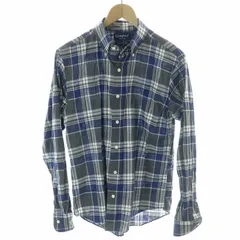 ジムフレックス Gymphlex チェックシャツ レギュラーカラー カジュアルシャツ 長袖 ボタンダウン 刺繍ロゴ S 青 ブルー グレー /MP ■GY38