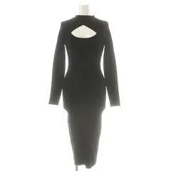 リゼクシー RESEXXY フロントオープンニットワンピース ミモレ ロング 長袖 M 黒 ブラック /AT ■OS ■SH