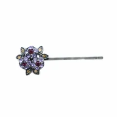 アナスイ ANNA SUI ヘアアクセサリー ヘアピン アクセサリー ロゴ アメピン ラインストーン 花 紫 ■GY18 /MQのサムネイル