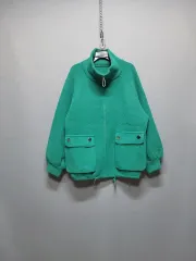 オーバーサイズ 背中 キュービック クマ ドール ハイネック ニットジャケット