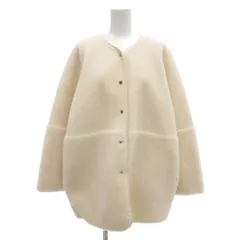 B&Y ユナイテッドアローズ BEAUTY&YOUTH ビューティー&ユース 美品 ボアフェイクムートンリバーシブルコート 2WAY ノーカラー ミドル ハーフ丈 アイボリー /AE