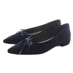 ルタロン ポインテッド2WAYリボンフラット パンプス ポインテッドトゥ 40 紺