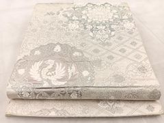【袋帯　正絹】　ホワイト系 正絹 袋帯 ホワイト系 - メルカリ