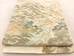 平和屋着物◎西陣　六通柄袋帯　渡橋風景文　金糸　正絹　逸品　BAAV6480yc