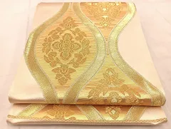 平和屋着物◎六通柄袋帯　立涌花文　金糸　正絹　逸品　BAAV6648yc