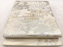 平和屋着物◎六通柄袋帯　京乃里金閣　プラチナ箔二重織　正絹　逸品　BAAV6685yc