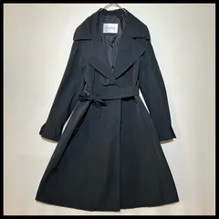 マックスマーラ　Max Mara　白タグ　ブラック　クロ　トレンチコート　大きいサイズ　44  ベルト　ステッチ　女優襟　ビッグカラー