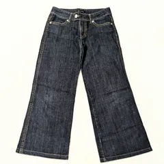 美品◎BUONA GIORNATA ボナジョルナータ デニムパンツ ワイドデニム フレアデニム ジーンズ ローライズ ボトムス 洗える インディゴ S レディース