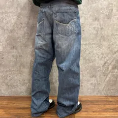 USA古着 ECKO UNLTD. エコーアンリミテッド B系 ワイド ルーズフィット デニムパンツ 00s Y2K ウォッシュ加工 装飾ステッチ